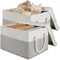 2 Pieces Fabric Storage Bins with Lids for Organizing, Foldable Storage Boxes with Lids for Shelves, Clothes Baskets with Cotton Rope Handles, Closet Storage Bins, Large, Beige & Gray,